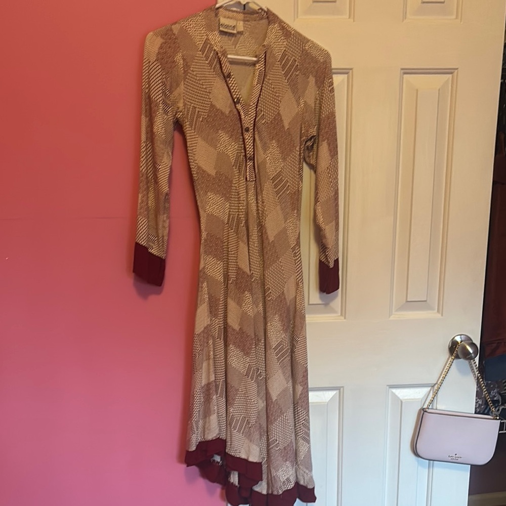 Indian elegant Beige and Burgundy Women's Dress